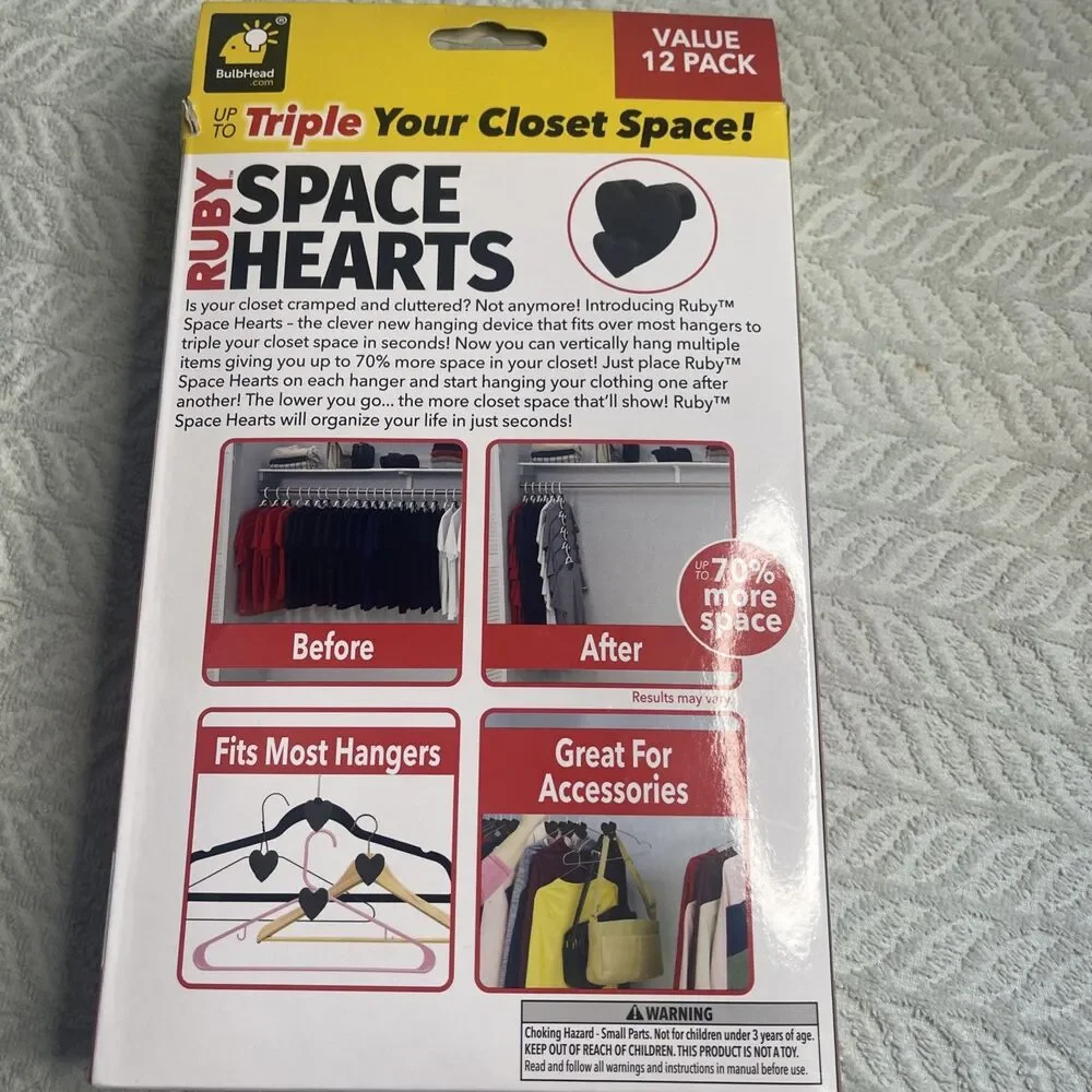 RUBY Space Hearts AS-SEEN-ON-TV, Creates Up to 3X More Closet Space - NIB
